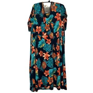 Ruby Rd Womens 3X Tropical Cap Sleeve
Dress Orange Embellishment Neck Line